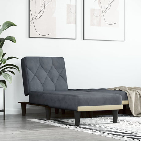Vidaxl chaise longue fluweel donkergrijs