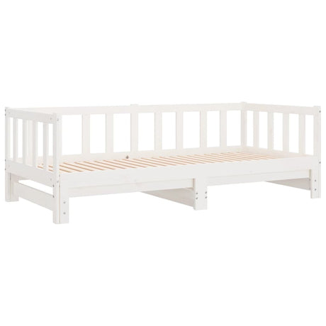 Vidaxl slaapbank uitschuifbaar massief grenenhout wit 2x(90x200) cm