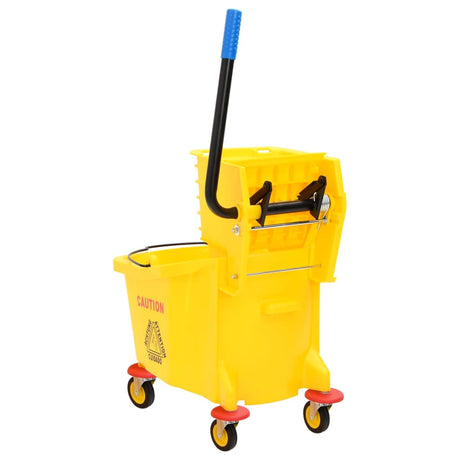 Vidaxl dweilemmer met wringer en wielen 36 l polypropeen geel
