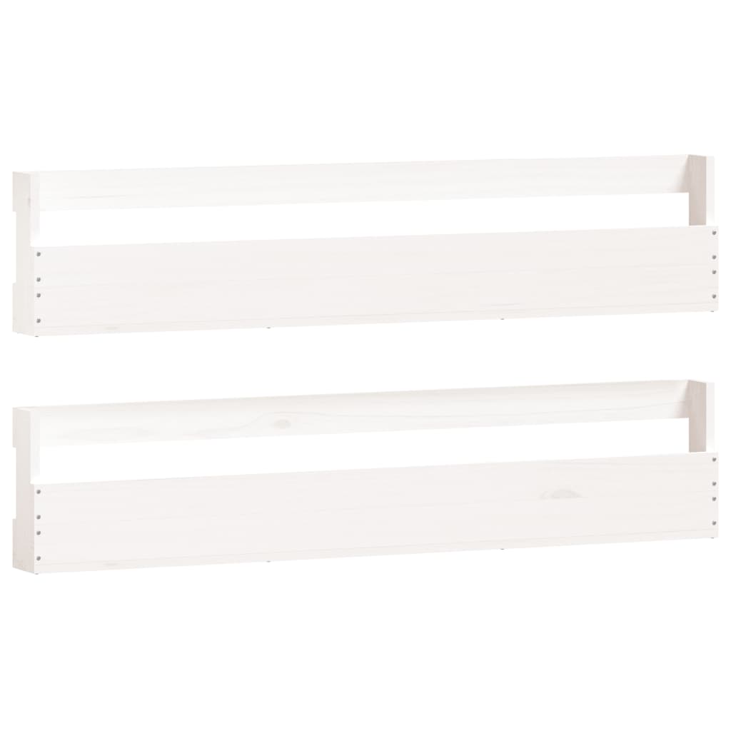 VIDAXL WALL BUTS RACKS 2 PCS 110X9X23 CM Solid Pine White White