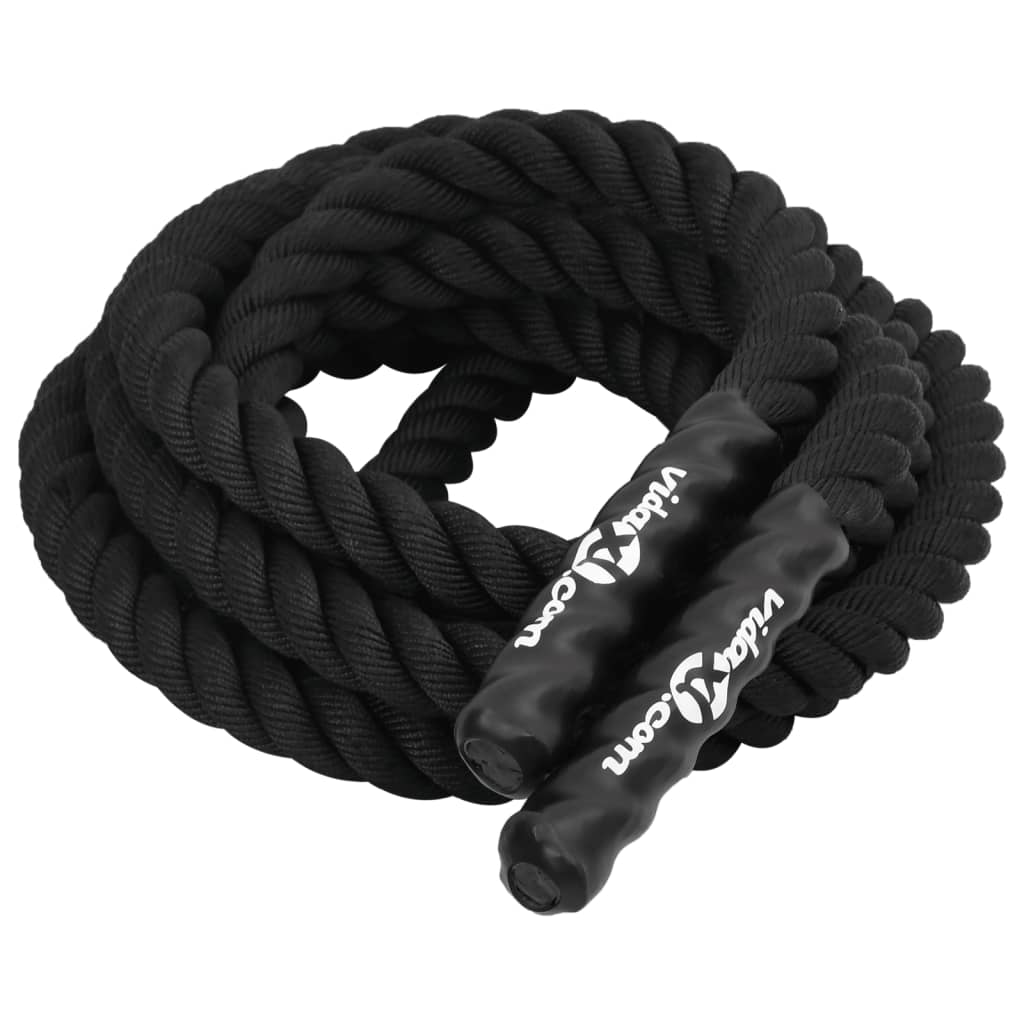 Vidaxl battle rope zwart 6 m 4,5 kg polyester
