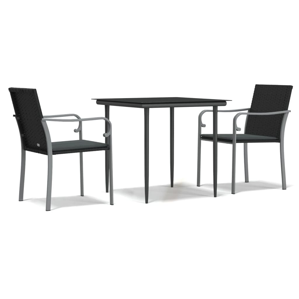 Vidaxl 3-delige tuinset met kussens poly rattan en staal