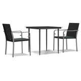 Vidaxl 3-delige tuinset met kussens poly rattan en staal