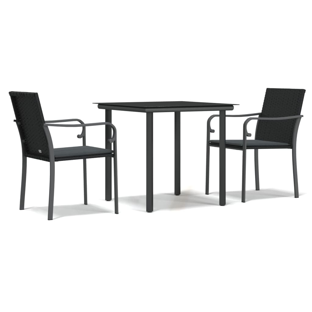 Vidaxl 3-delige tuinset met kussens poly rattan en staal