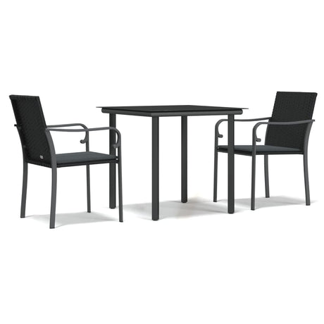 Vidaxl 3-delige tuinset met kussens poly rattan en staal
