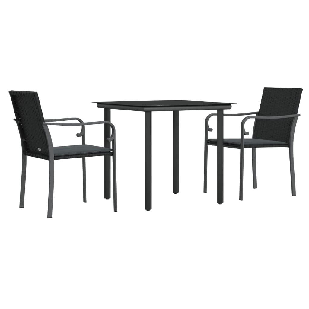 Vidaxl 3-delige tuinset met kussens poly rattan en staal