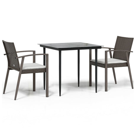 Vidaxl 3-delige tuinset met kussens poly rattan en staal