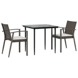 Vidaxl 3-delige tuinset met kussens poly rattan en staal