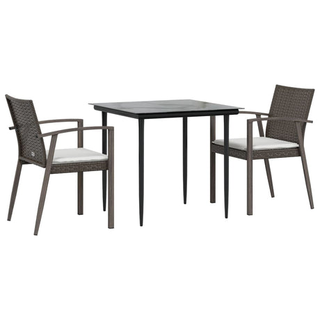 Vidaxl 3-delige tuinset met kussens poly rattan en staal