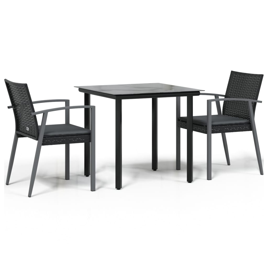 Vidaxl 3-delige tuinset met kussens poly rattan en staal