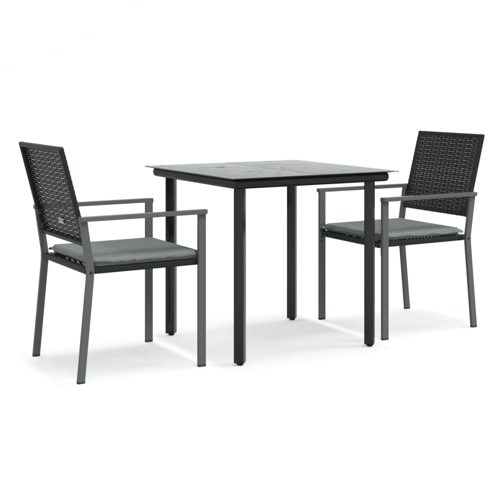 Vidaxl 3-delige tuinset met kussens poly rattan en staal