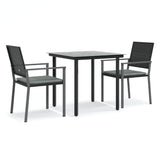 Vidaxl 3-delige tuinset met kussens poly rattan en staal