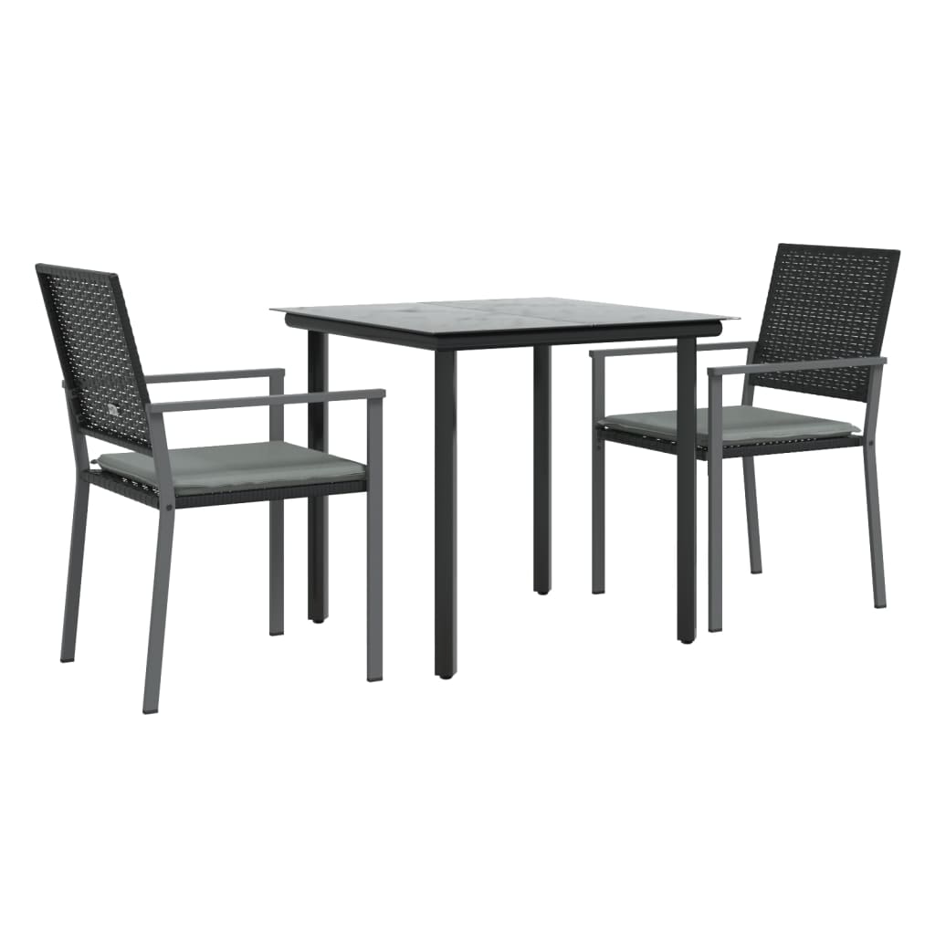 Vidaxl 3-delige tuinset met kussens poly rattan en staal