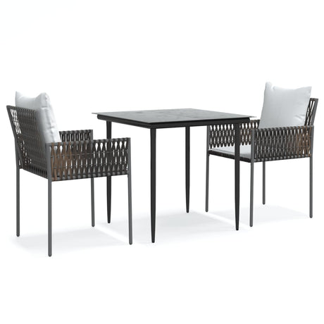 Vidaxl 3-delige tuinset met kussens poly rattan en staal