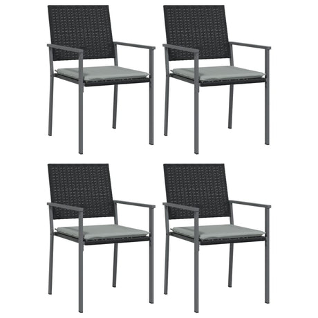 Vidaxl tuinstoelen 4 st met kussens 54x62,5x89 cm poly rattan zwart