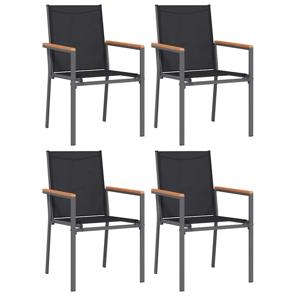 Vidaxl tuinstoelen 4 st 55x61,5x90 cm textileen en staal zwart