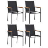 Vidaxl tuinstoelen 4 st 55x61,5x90 cm textileen en staal zwart