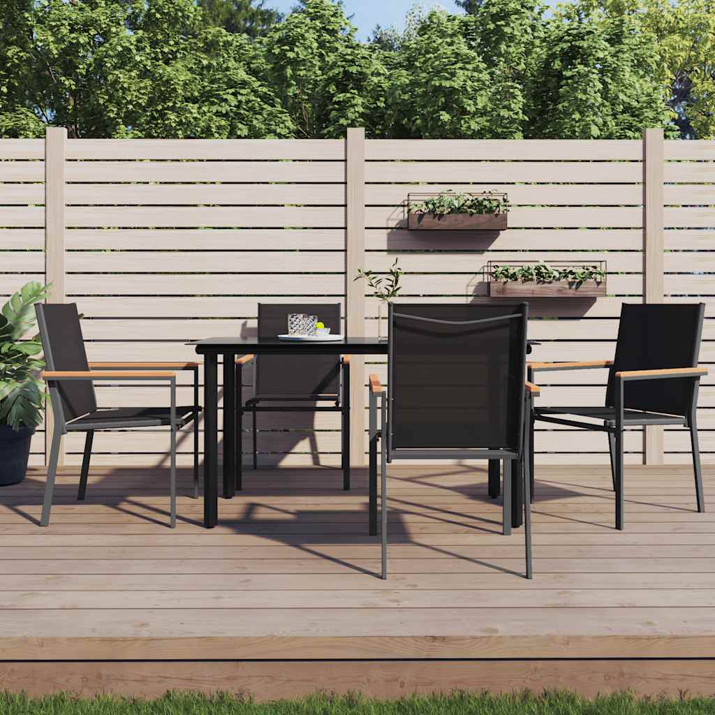Vidaxl tuinstoelen 4 st 55x61,5x90 cm textileen en staal zwart