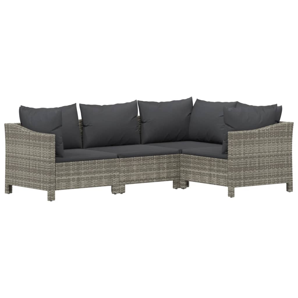 Vidaxl 4-delige loungeset met kussens poly rattan grijs