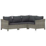Vidaxl 4-delige loungeset met kussens poly rattan grijs
