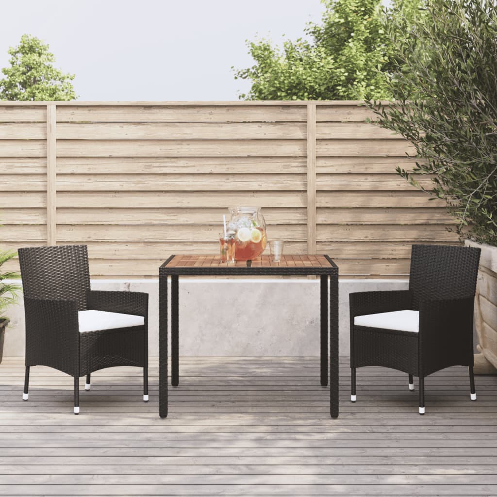 Vidaxl 3-delige tuinset met kussens poly rattan zwart