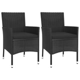 Vidaxl 3-delige bistroset met kussens poly rattan zwart