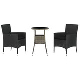 Vidaxl 3-delige bistroset met kussens poly rattan zwart