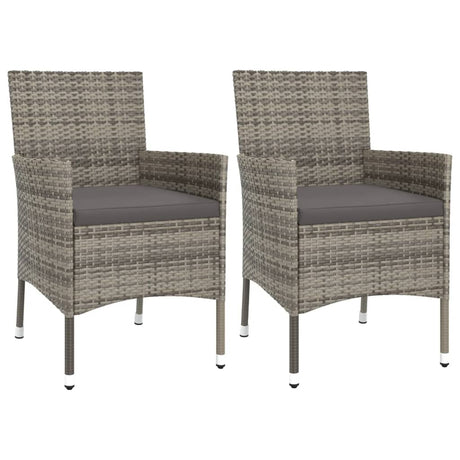 Vidaxl 3-delige bistroset met kussens poly rattan grijs