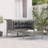 Vidaxl 3-delige loungeset met kussens poly rattan grijs