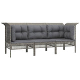 Vidaxl 3-delige loungeset met kussens poly rattan grijs