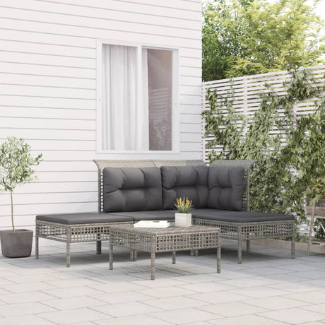 Vidaxl 5-delige loungeset met kussens poly rattan grijs