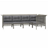 Vidaxl 5-delige loungeset met kussens poly rattan grijs