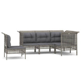 Vidaxl 5-delige loungeset met kussens poly rattan grijs