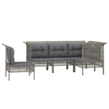 Vidaxl 5-delige loungeset met kussens poly rattan grijs