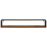 Vidaxl wandschappen 2 st 110x17x17 cm massief acaciahout en ijzer