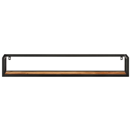 Vidaxl wandschappen 2 st 110x17x17 cm massief acaciahout en ijzer