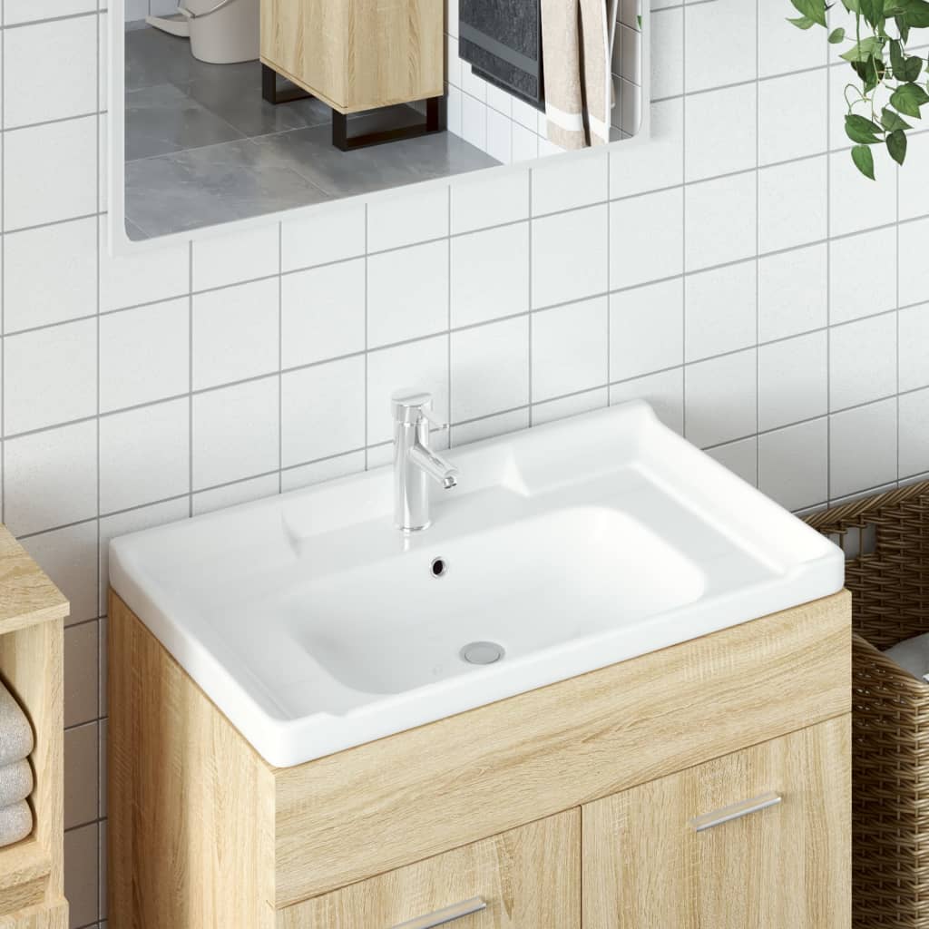 VidaXL Washbasin Rectangular 81x48x23 cm Ceramic White