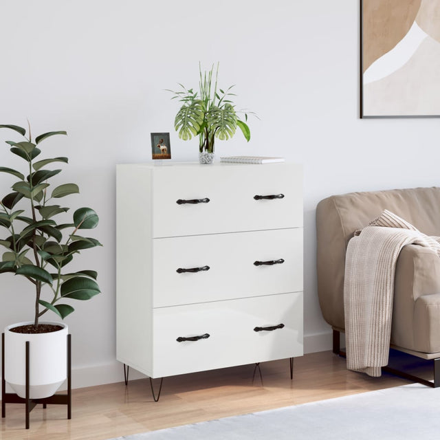 Vidaxl dressoir 69,5x34x90 cm bewerkt hout hoogglans wit