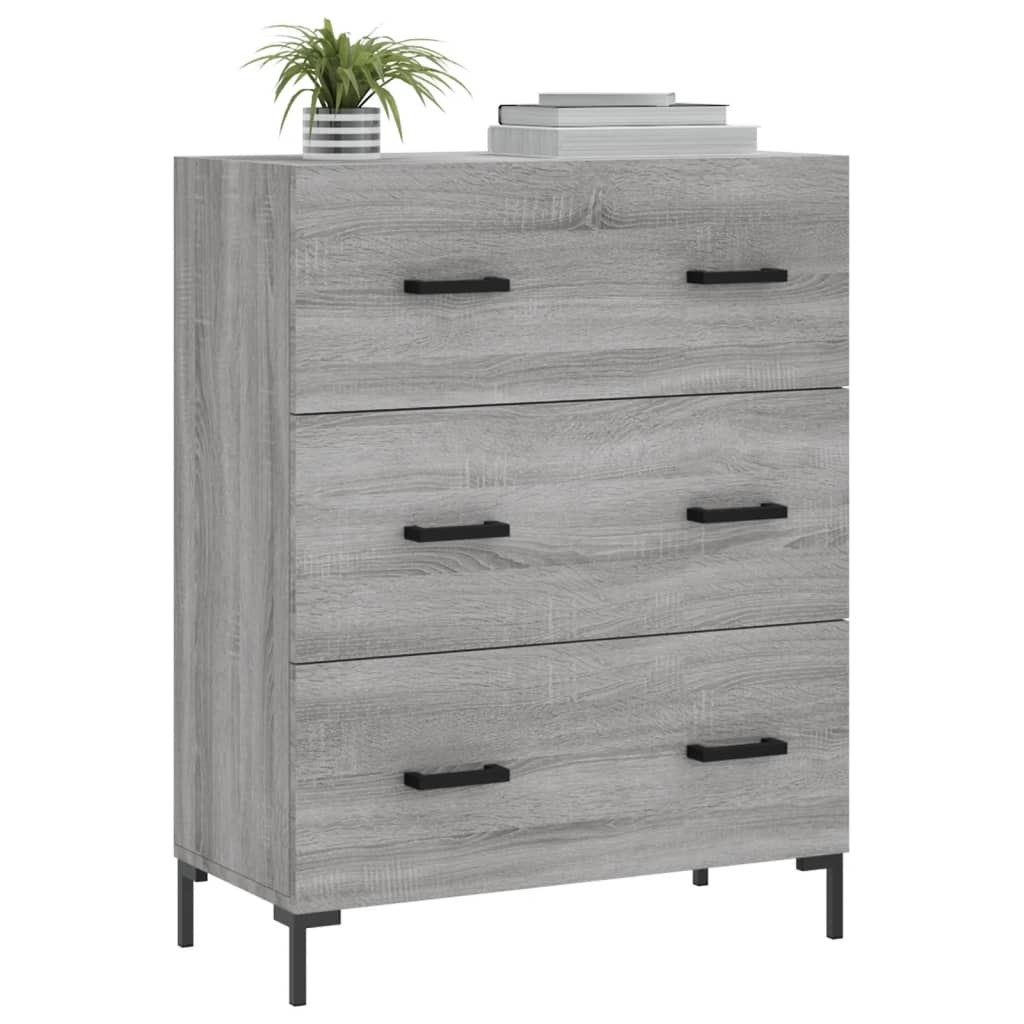 Vidaxl dressoir 69,5x34x90 cm bewerkt hout grijs sonoma eikenkleurig