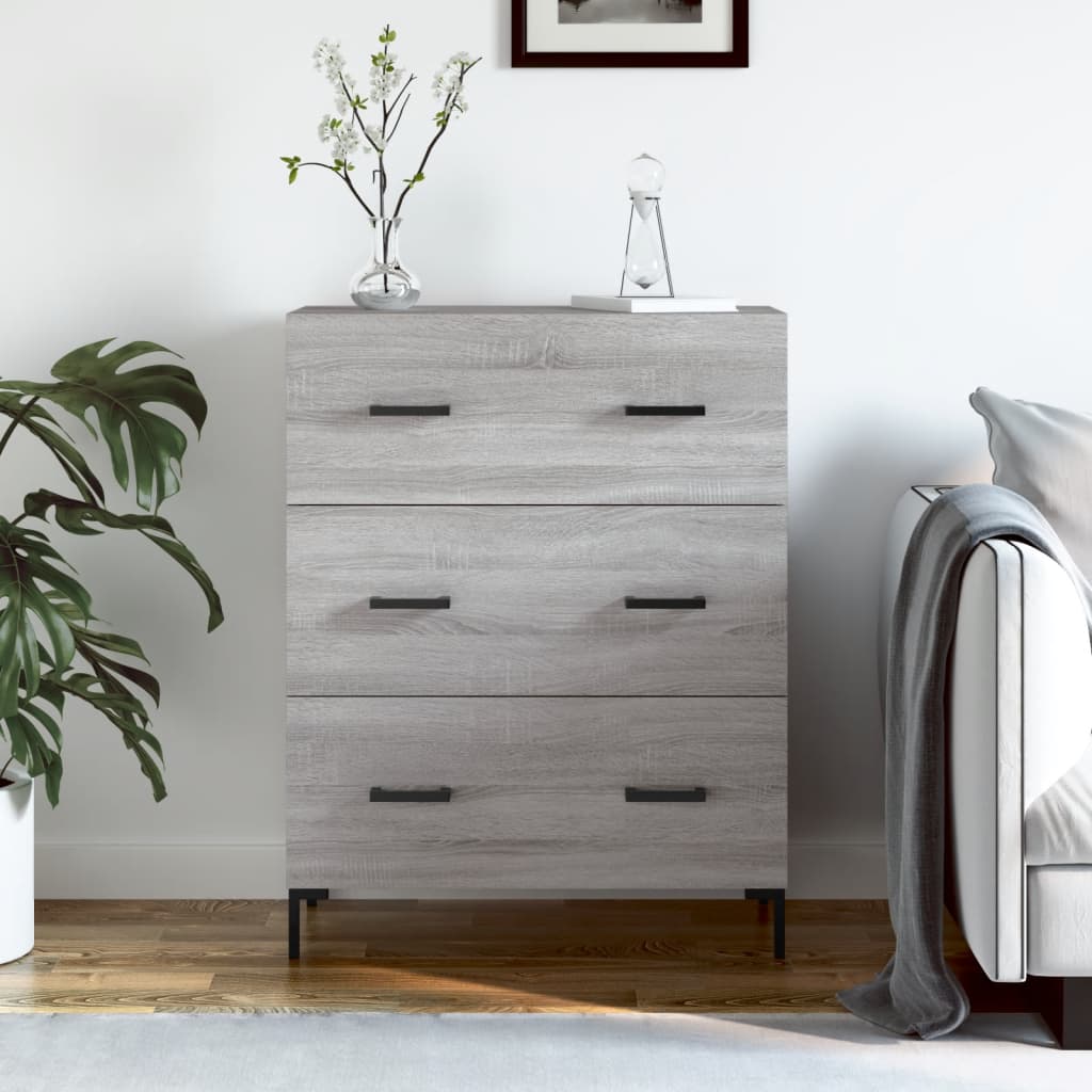 Vidaxl dressoir 69,5x34x90 cm bewerkt hout grijs sonoma eikenkleurig