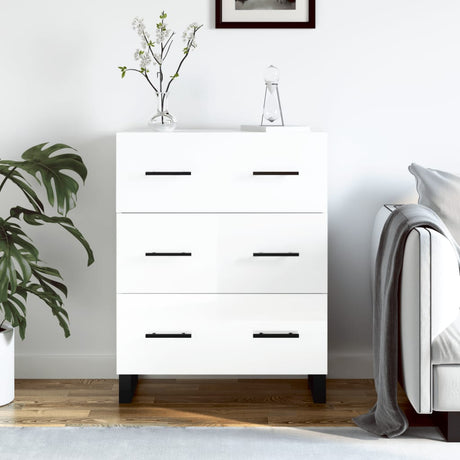 Vidaxl dressoir 69,5x34x90 cm bewerkt hout hoogglans wit