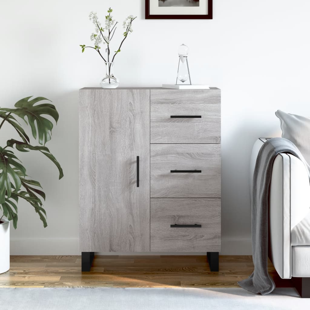 Vidaxl dressoir 69,5x34x90 cm bewerkt hout grijs sonoma eikenkleurig