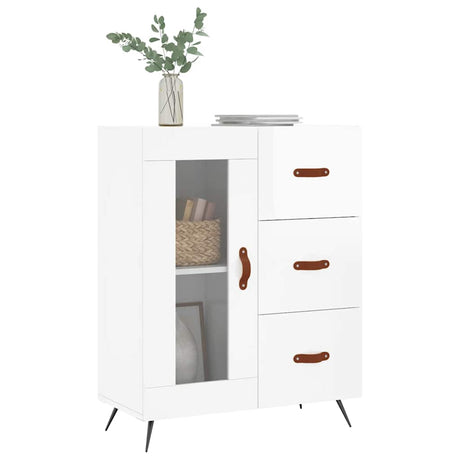Vidaxl dressoir 69,5x34x90 cm bewerkt hout hoogglans wit
