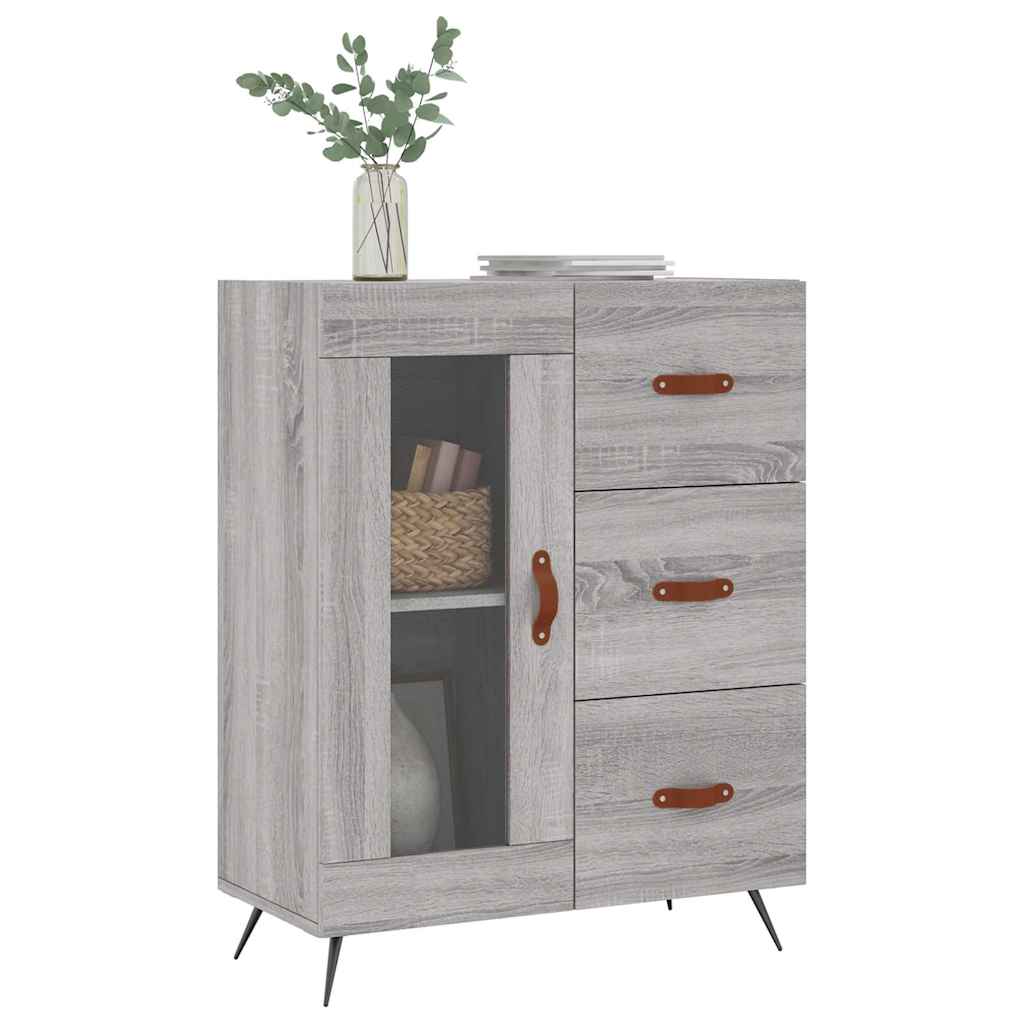 Vidaxl dressoir 69,5x34x90 cm bewerkt hout grijs sonoma eikenkleurig
