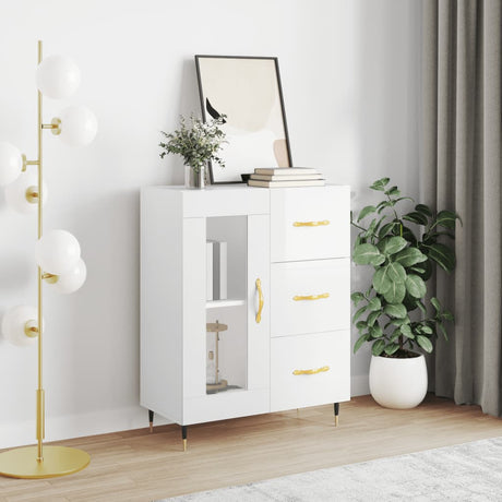 Vidaxl dressoir 69,5x34x90 cm bewerkt hout hoogglans wit