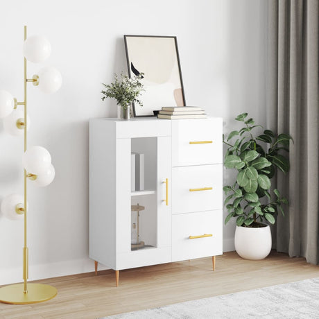 Vidaxl dressoir 69,5x34x90 cm bewerkt hout hoogglans wit