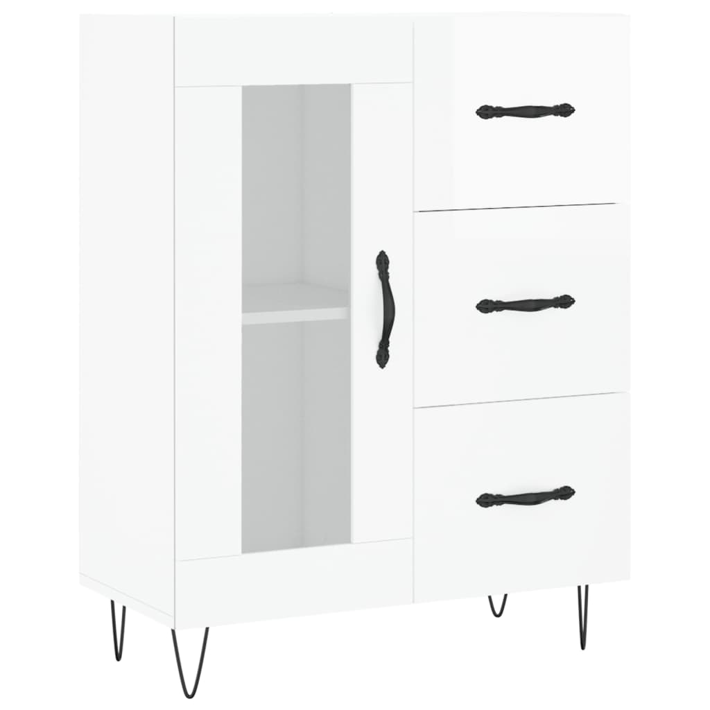 Vidaxl dressoir 69,5x34x90 cm bewerkt hout hoogglans wit