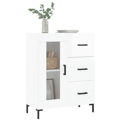Vidaxl dressoir 69,5x34x90 cm bewerkt hout hoogglans wit