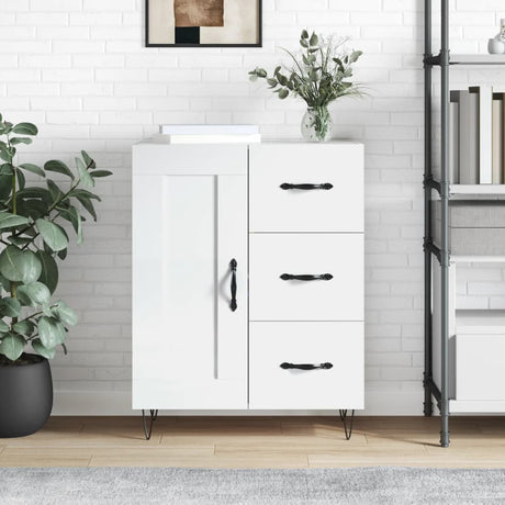 Vidaxl dressoir 69,5x34x90 cm bewerkt hout hoogglans wit