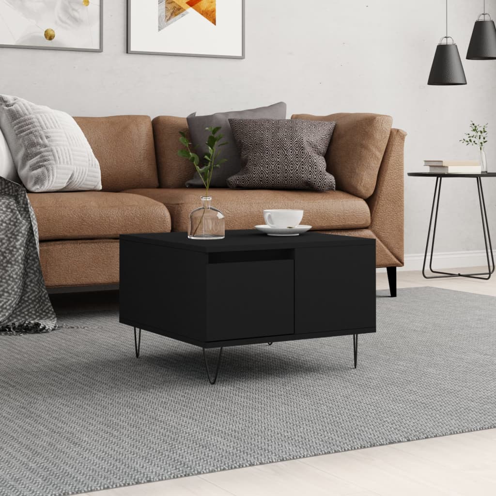 Vidaxl salontafel 55x55x36,5 cm bewerkt hout zwart